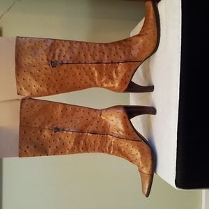 Oliver Fashion Boots Made From Ostrich Skin With Wooden Soles Size 38
